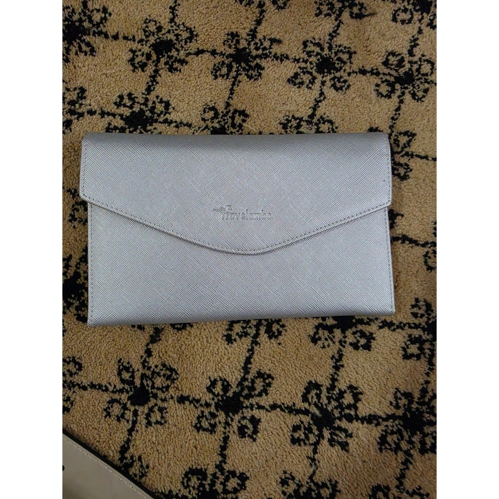 Travelambo Silver RFID Blocking Passport Holder Wallet Envelope Clutch Travel Bg